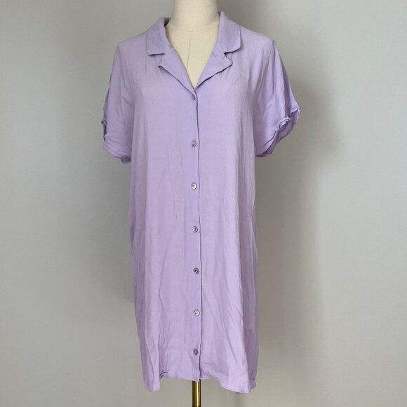 Wilfred Free Lavender Button Down Camp Collar Dress - Picture 1 of 7
